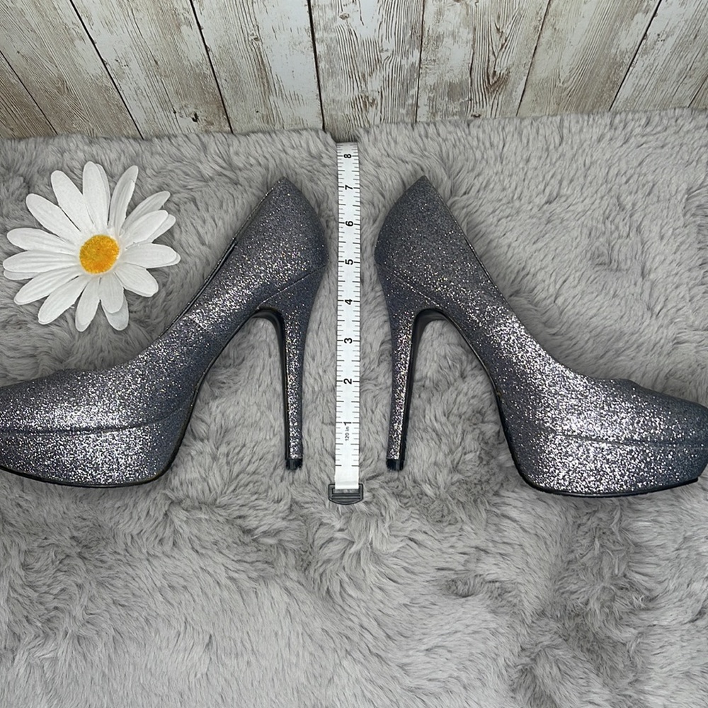 NEW✨Silver Platform Glitter Stiletto by Ollio, Women’s Size 6 1/2 - Picture 6 of 6